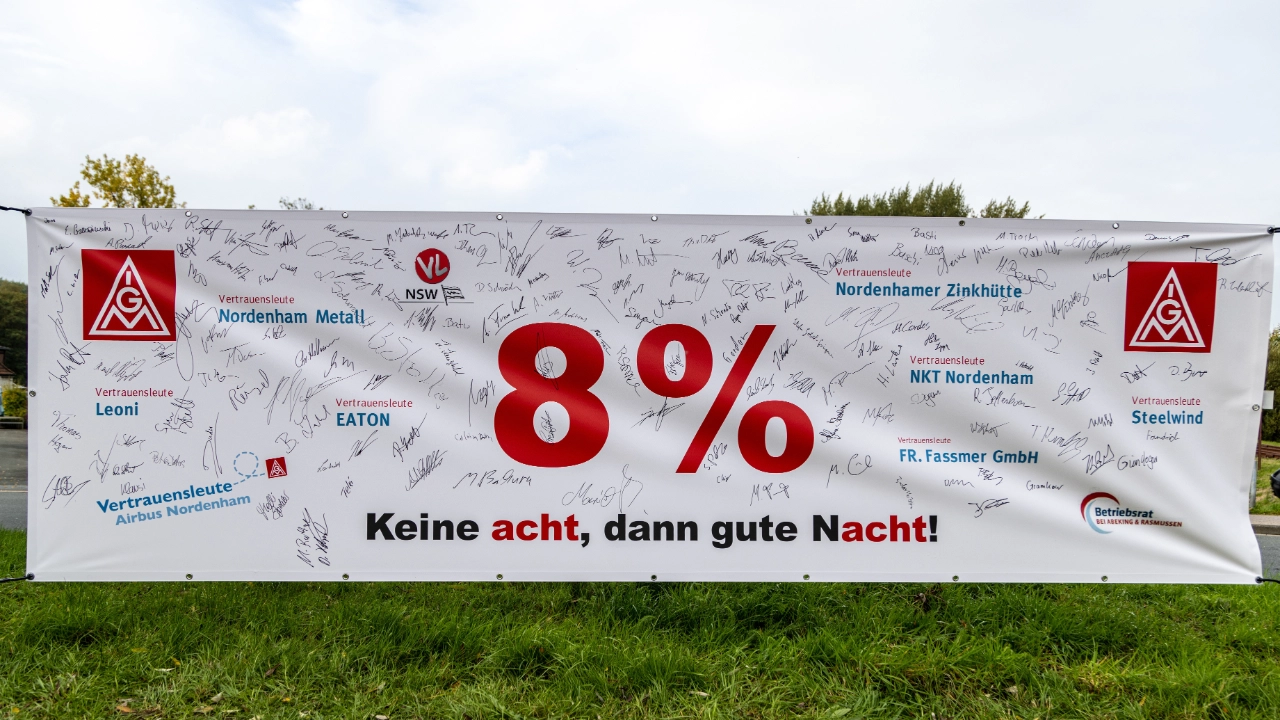 Unterschriftenaktion 8% auf der Abschlusskundgebung der Aktionswoche Wesermarsch