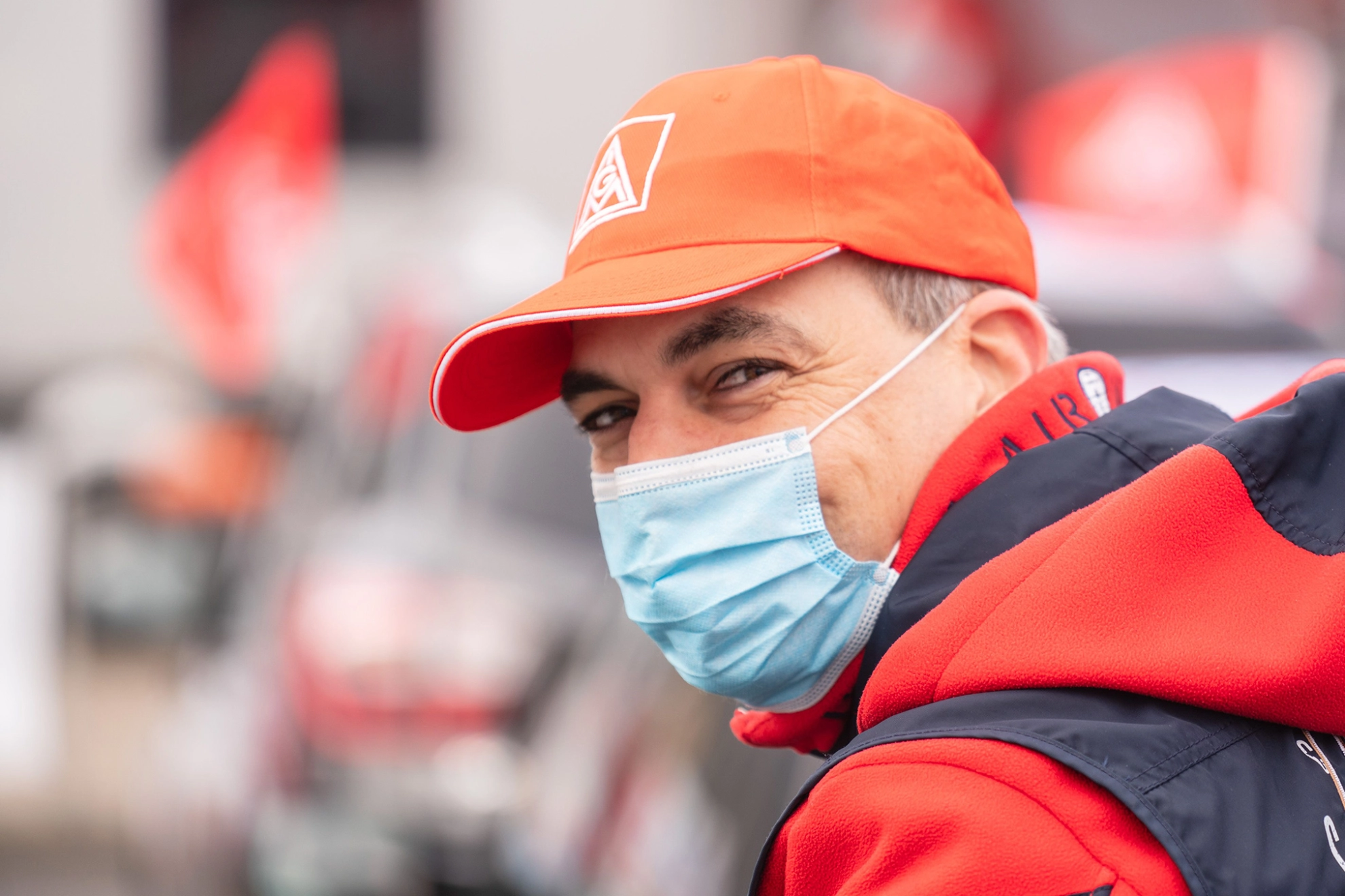 Beschäftigte während Aktion zur Tarifbewegung 2021