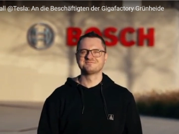 Video-Botschaft vor Betriebsratswahl bei Tesla Grünheide