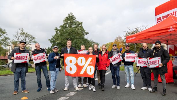 BR Zinkhütte zeigt auf der Abschlusskundgebung das sie hinter der Forderung stehen. 