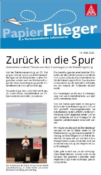 Papierflieger Mai 2025