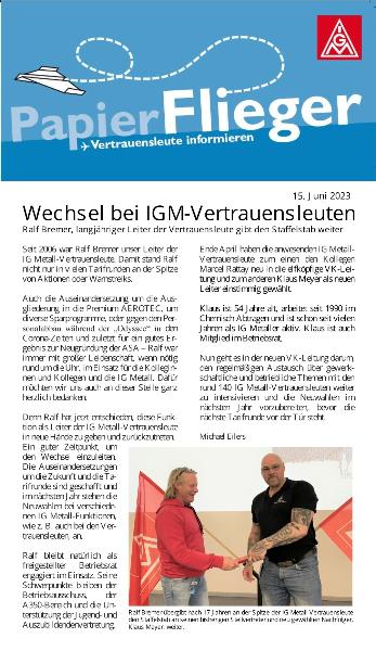 Papierflieger Juni 2023