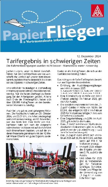 Papierflieger Dezember 2024