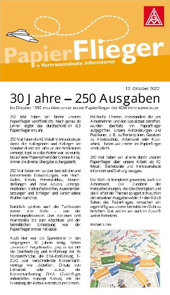 Papierflieger Oktober 2022