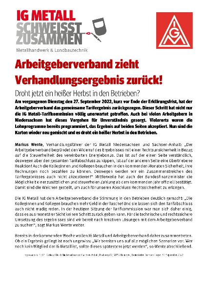 Tarifschnellinfo 30.09.2022
