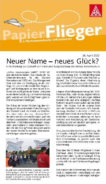 Papierflieger April 2022
